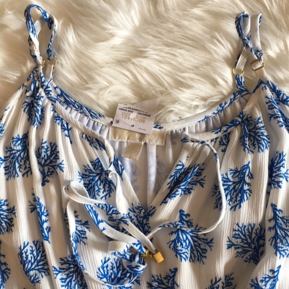 NWT MICHAEL Michael Kors Blue/White Coral Reef Print Maxi Dress - Picture 8 of 16